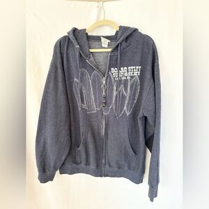 Gray Zip-Up Hoodie with Surf Design
